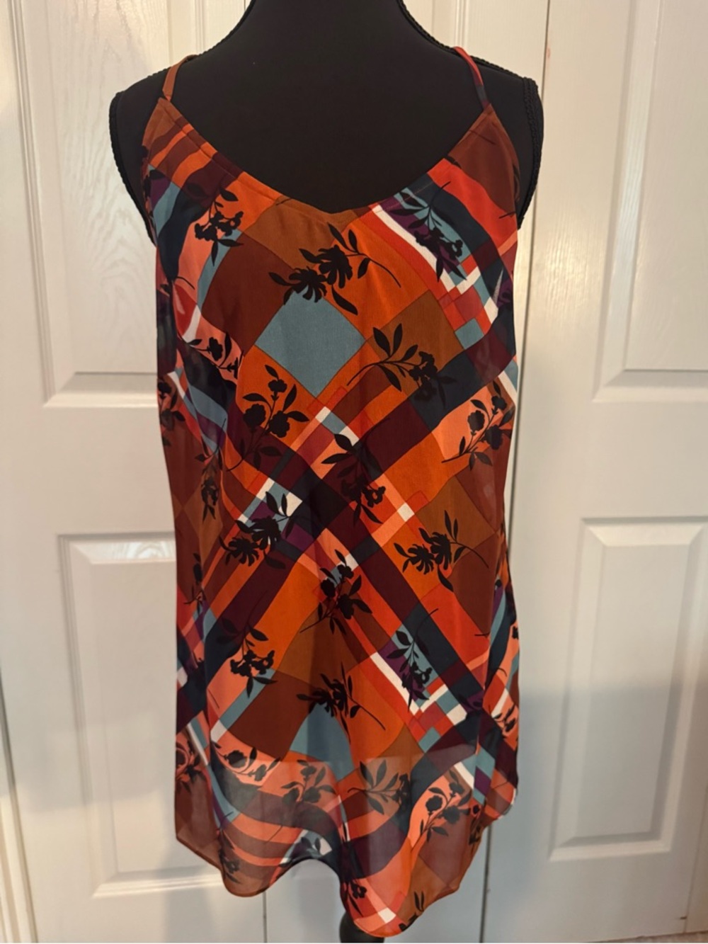 CAbi Plaid & Floral Cami & Blouse Set Small